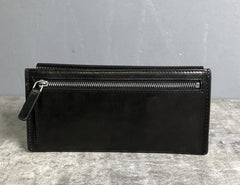 Handmade Leather Mens Cool Wallet Long Leather Wallet Clutch Wristlet Wallet for Men Women - imessengerbags