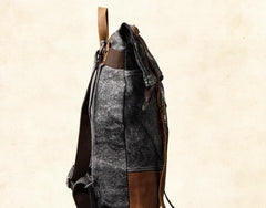 Cool Canvas Leather Gray Travel Bag Mens Backpack Canvas Canvas School Bag for Men - imessengerbags