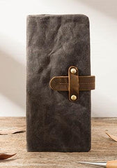 Cool Canvas Leather Mens Long Wallet Long Wallet for Men - imessengerbags