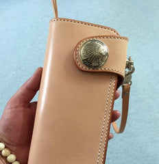 Handmade Leather Biker Wallet Mens Cool Chain Wallet Trucker Wallet with Chain