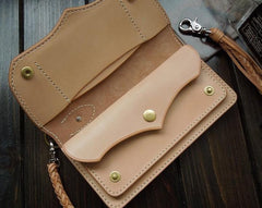 Handmade Leather Biker Wallet Tooled Floral Mens Cool Chain Wallet Trucker Wallet with Chain