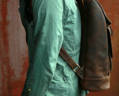 Cool Leather Coffee Mens Backpack Travel Backpacks Laptop Backpack for men