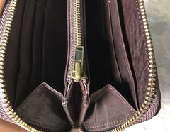 Genuine Leather Mens Cool Long Leather Phone Wallet Zipper Clutch Wallet for Men - imessengerbags