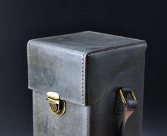 Handmade Gray Leather Mens Small Box Bag Shoulder Bag Messenger Bag for Men - imessengerbags