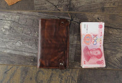 Handmade Leather Mens Cool Long Leather Wallet Bifold Clutch Wallet for Men - imessengerbags