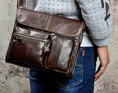 Cool Vintage Leather Mens Small Side Bag Messenger Bag Shoulder Bag for Men