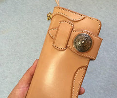 Handmade Leather Biker Wallet Mens Cool Chain Wallet Trucker Wallet with Chain