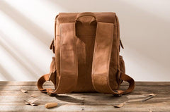 Cool Brown Mens Leather Backpacks Travel Backpacks Laptop Backpack for men - imessengerbags