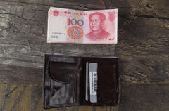 Handmade Genuine Leather Mens Cool Slim Leather Wallet Men Small Wallets Bifold for Men - imessengerbags