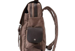 Mens Canvas Leather Backpack Canvas Travel Backpack Canvas School Backpacks for Men