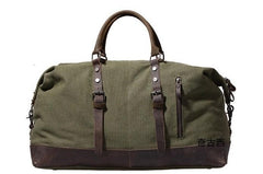 Mens Waxed Canvas Leather Weekender Bag Canvas Overnight bag Travel Bag for Men