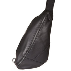 Cool Black Mens Leather One Shoulder Backpack Chest Bag Sling Bag Sling Crossbody Bag For Men - imessengerbags