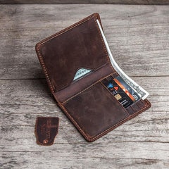 Cool Leather Men Slim Small Wallet Bifold Vintage Small Wallet for Men - imessengerbags