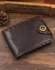 Handmade Cool Leather Small Mens Wallet Bifold billfold Wallet for Men - imessengerbags