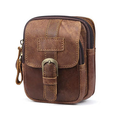 Leather Belt Pouch Mens Small Cases Waist Bag for Men