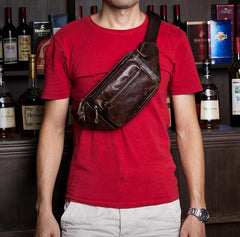 Leather Fanny Pack Mens Waist Bag Hip Pack Belt Bag Bumbag for Men - imessengerbags