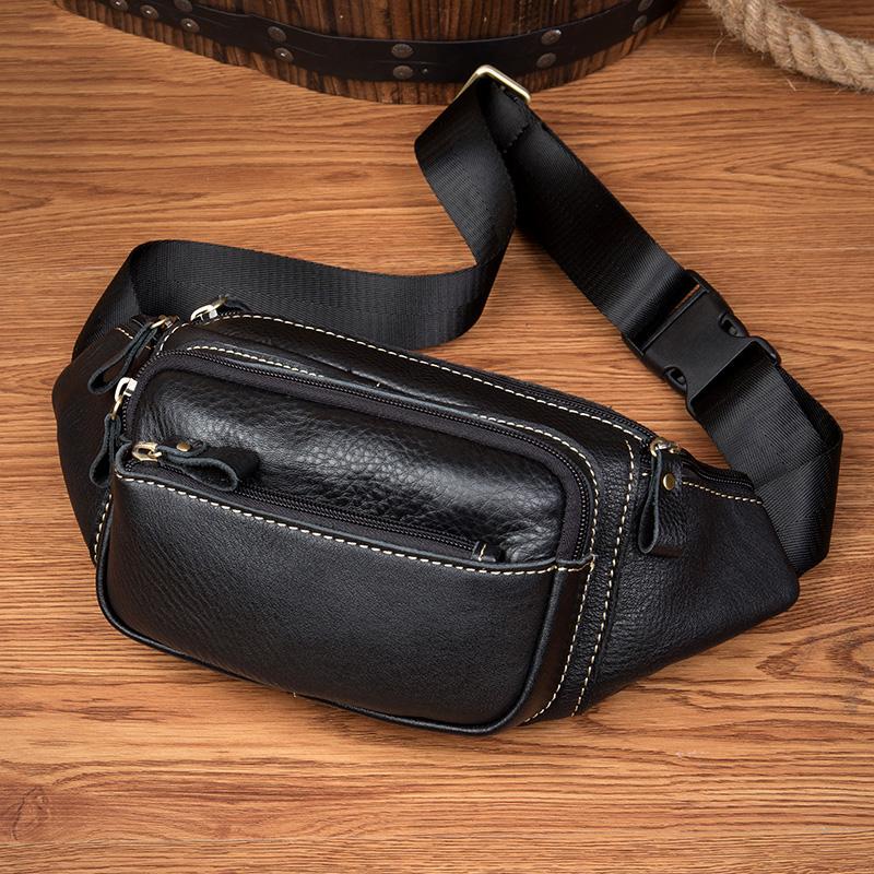 Leather Fanny Pack Mens Waist Bag Hip Pack Belt Bag Bumbag for Men - imessengerbags