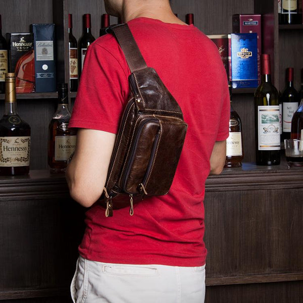 Leather Fanny Pack Mens Waist Bag Hip Pack Belt Bag Bumbag for Men - imessengerbags