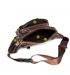 Leather Fanny Pack Mens Waist Bag Hip Pack Belt Bag Bumbag for Men - imessengerbags