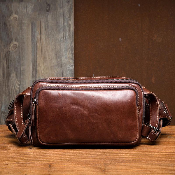 Leather Fanny Pack Mens Waist Bag Hip Pack Belt Bag Bumbag for Men - imessengerbags