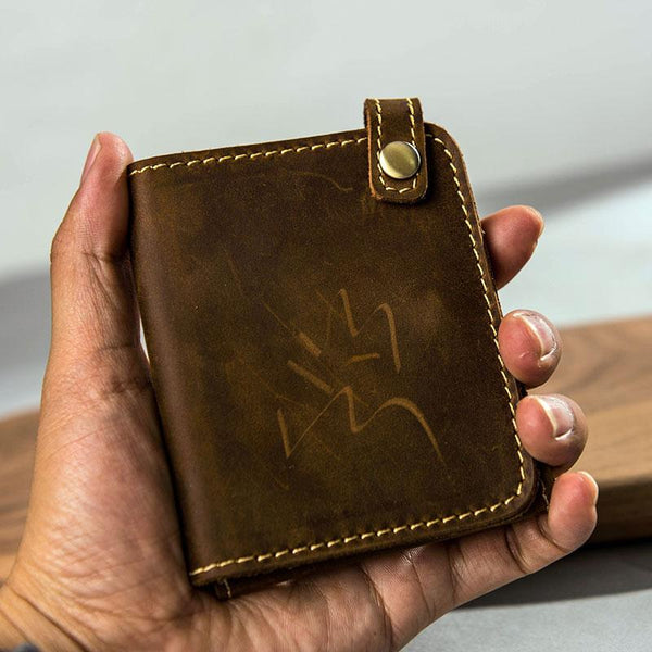 Leather Men Slim Small Wallet Bifold Small Vintage Wallet for Men - imessengerbags