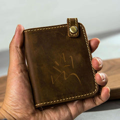 Leather Men Slim Small Wallet Bifold Small Vintage Wallet for Men - imessengerbags