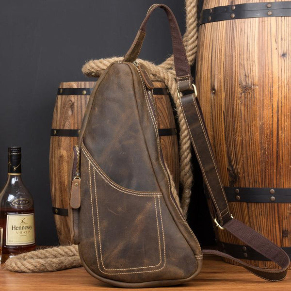 Leather Mens Cool Sling Bag Crossbody Bag Chest Bag for men - imessengerbags