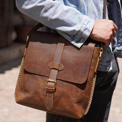Leather Mens Cool Shoulder Bag Vintage Purse Messenger Bag Crossbody Bag for Men - imessengerbags