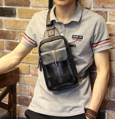 Leather Mens Cool Sling Bag Crossbody Bag Chest Bag for men