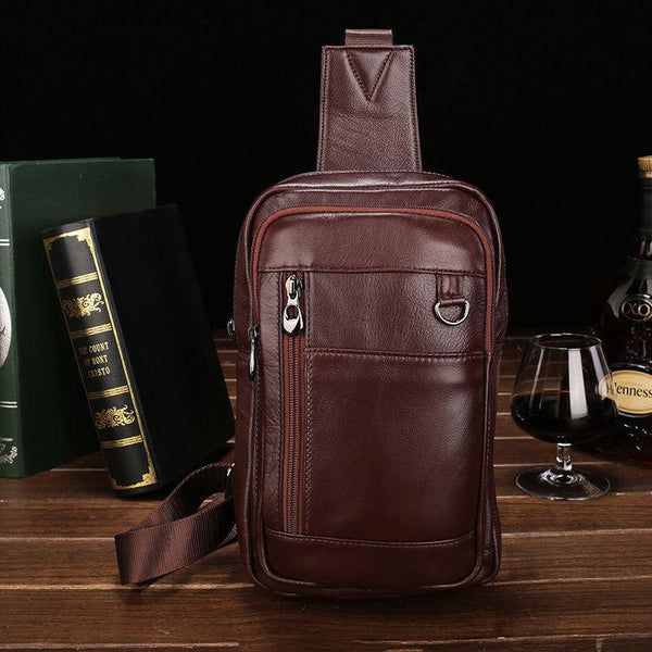 Leather Mens Cool Sling Bag Crossbody Bag Chest Bag for men - imessengerbags