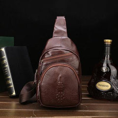Leather Mens Cool Sling Bag Crossbody Bag Chest Bag for men