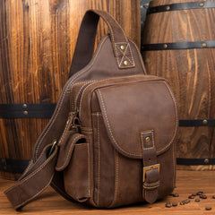 Leather Mens Cool Sling Bag Crossbody Bag Chest Bag for men