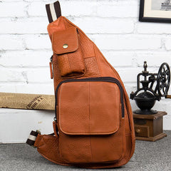 Leather Mens Cool Sling Bag Crossbody Bag Chest Bag for men