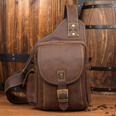 Leather Mens Cool Sling Bag Crossbody Bag Chest Bag for men