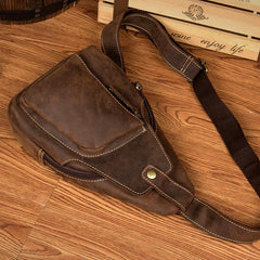Leather Mens Cool Sling Bag Crossbody Bag Chest Bag for men