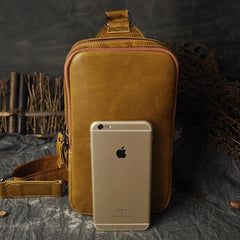 Leather Mens Cool Sling Bag Crossbody Bag Chest Bag for men