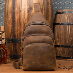 Leather Mens Cool Sling Bag Crossbody Bag Chest Bag for men