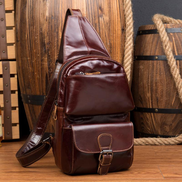 Leather Mens Cool Sling Bag Crossbody Bag Chest Bag for men - imessengerbags