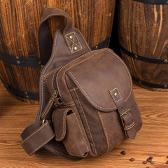 Leather Mens Cool Sling Bag Crossbody Bag Chest Bag for men