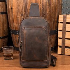 Leather Mens Cool Sling Bag Crossbody Bag Chest Bag for men
