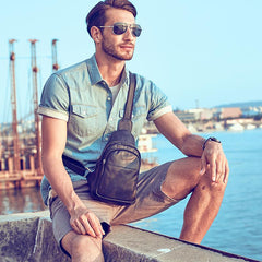 Leather Mens Cool Sling Bag Crossbody Bag Chest Bag for men - imessengerbags