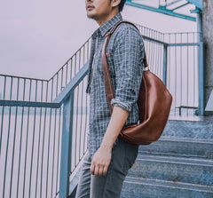 Leather Mens Cool Sling Bag Crossbody Bag Chest Bag for men