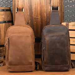 Leather Mens Cool Sling Bag Crossbody Bag Chest Bag for men