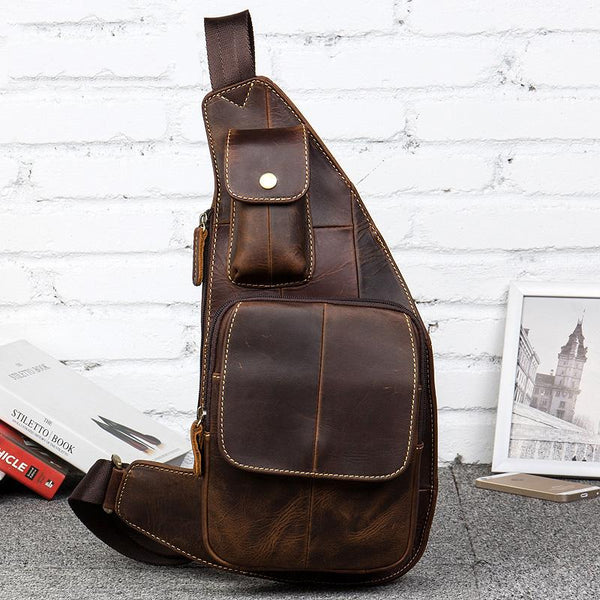 Leather Mens Cool Sling Bag Crossbody Bag Chest Bag for men - imessengerbags