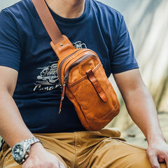 Leather Mens Cool Sling Bag Crossbody Bag Chest Bag for men - imessengerbags