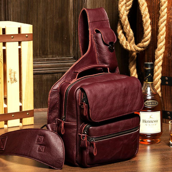Leather Mens Cool Sling Bag Crossbody Bag Chest Bag for men - imessengerbags