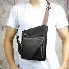 Leather Mens Cool Sling Bag Crossbody Bag Chest Bag for men - imessengerbags