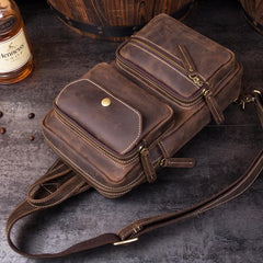 Leather Mens Cool Sling Bag Crossbody Bag Chest Bag for men - imessengerbags