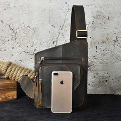 Leather Mens Cool Sling Bag Crossbody Bag Chest Bag for men - imessengerbags