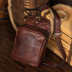 Leather Mens Cool Sling Bag Crossbody Bag Chest Bag for men - imessengerbags